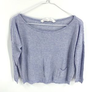 Athleta Blue mesh crop top 3/4 sleeve size medium